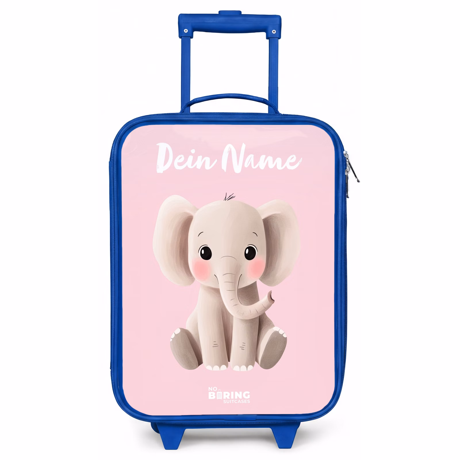 Kinderkoffer Blau mit Name - Elefant - Grau - Baby - Rüssel — 1