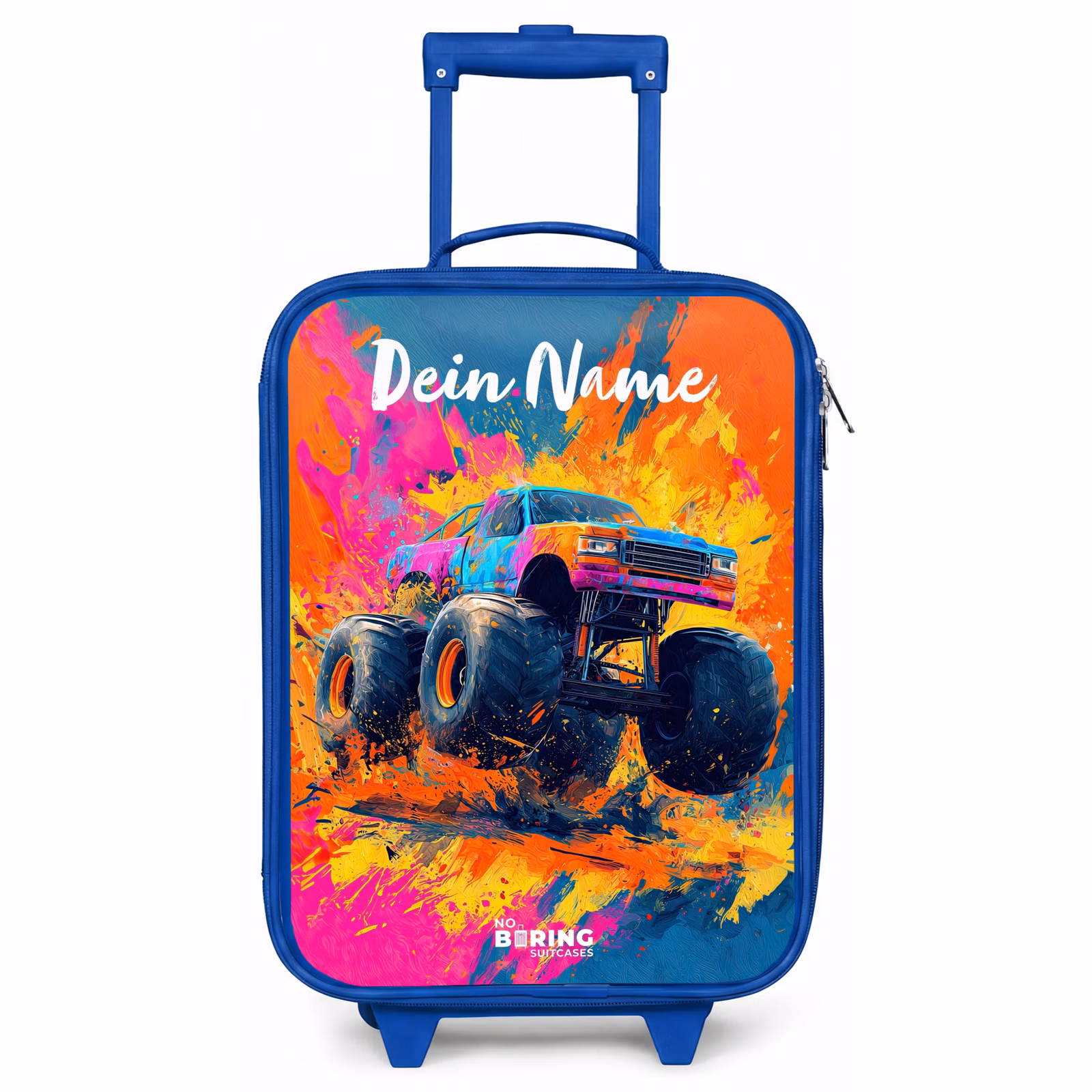Kinderkoffer Blau mit Name - Monstertruck - Abstrakt - Farbspritzer - Farbenfroh — 1