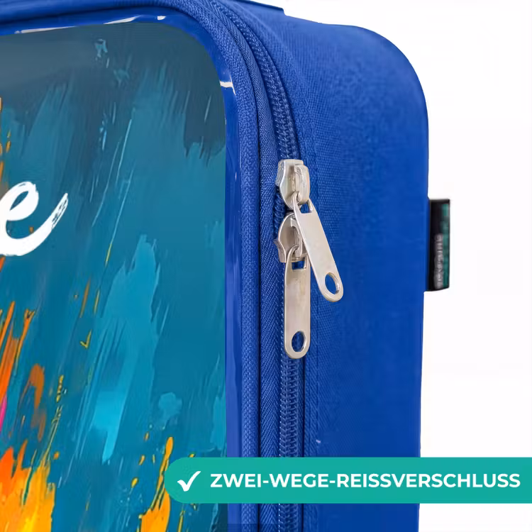 Kinderkoffer Blau mit Name - Abstrakt - Traktor - Grün — 5