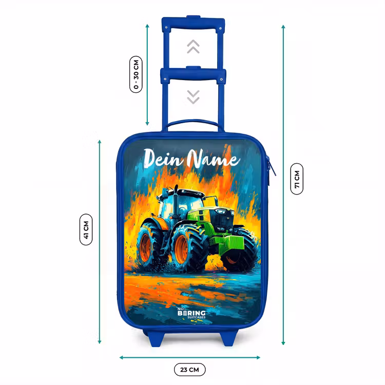 Kinderkoffer Blau mit Name - Abstrakt - Traktor - Grün — 7