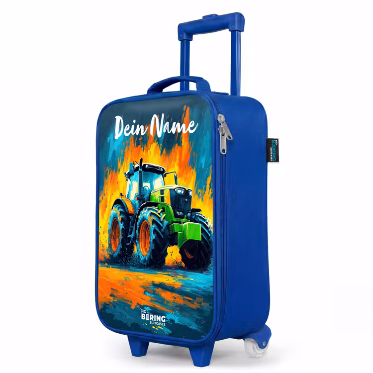 Kinderkoffer Blau mit Name - Abstrakt - Traktor - Grün — 8