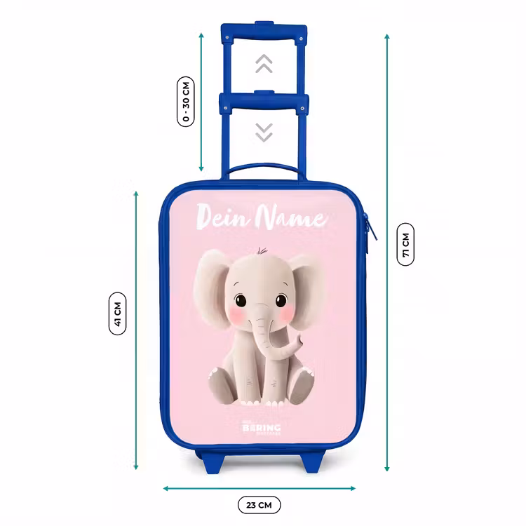 Kinderkoffer Blau mit Name - Elefant - Grau - Baby - Rüssel — 7