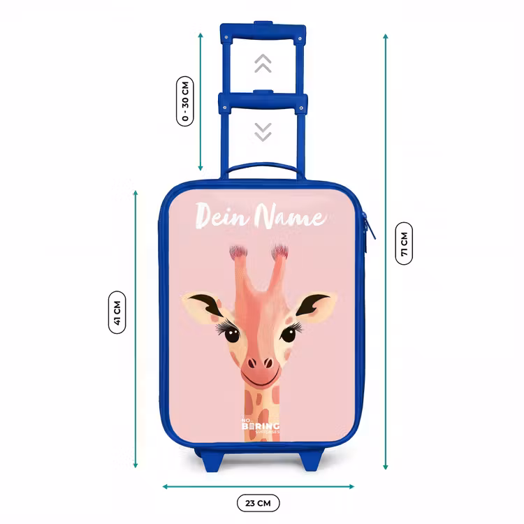 Kinderkoffer Blau mit Name - Giraffe - Wimpern - Minimalistisch - Rosa — 7