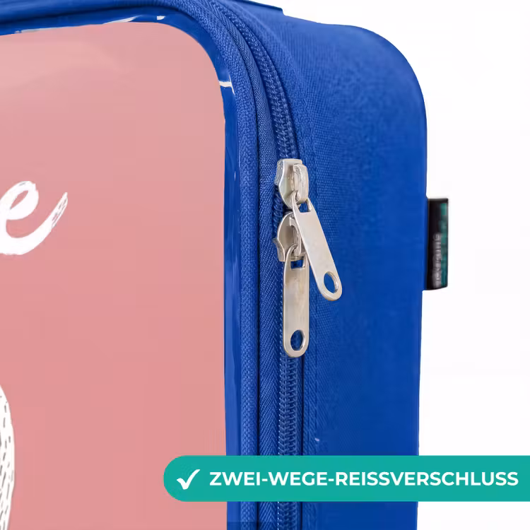 Kinderkoffer Blau mit Name - Kaninchen - Erröten - Punkte - Rosa — 5