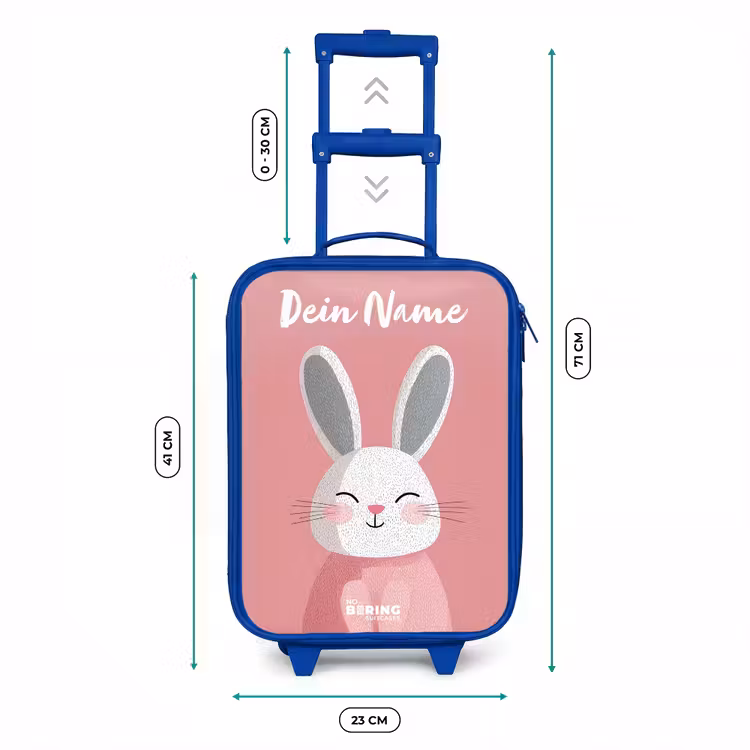 Kinderkoffer Blau mit Name - Kaninchen - Erröten - Punkte - Rosa — 7