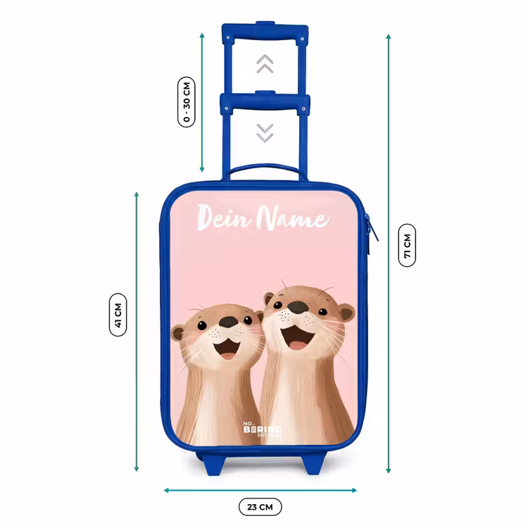 Kinderkoffer Blau mit Name - Lächeln - Otter - Rosa - Illustration — 7