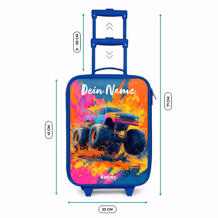 Kinderkoffer Blau mit Name - Monstertruck - Abstrakt - Farbspritzer - Farbenfroh — 7