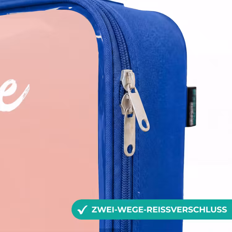 Kinderkoffer Blau mit Name - Pinguin - Punkte - Rosa - Minimalistisch — 5