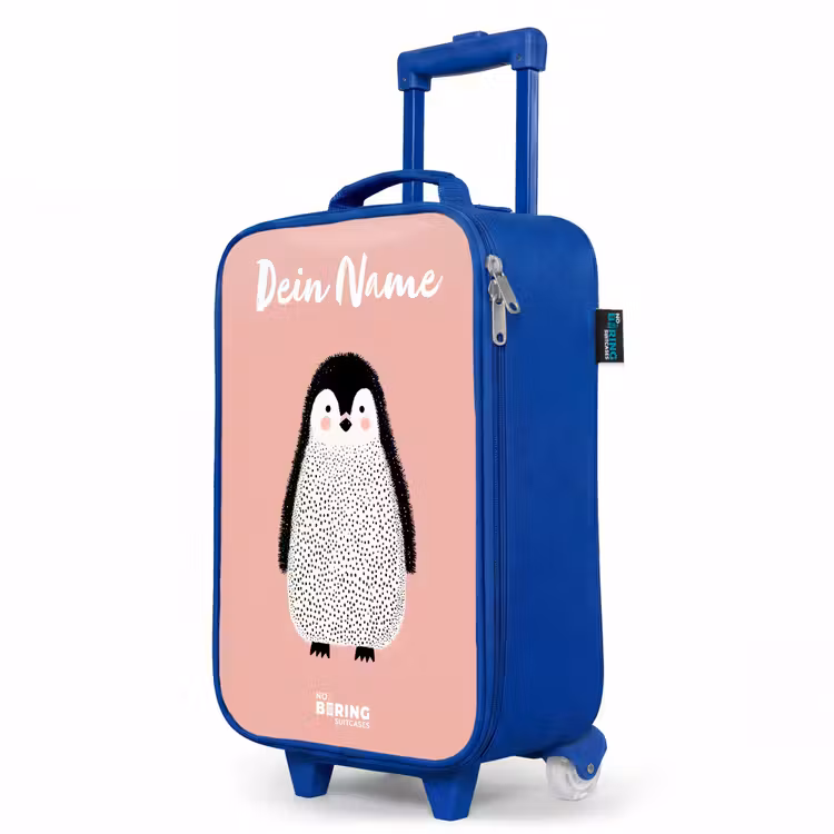 Kinderkoffer Blau mit Name - Pinguin - Punkte - Rosa - Minimalistisch — 8