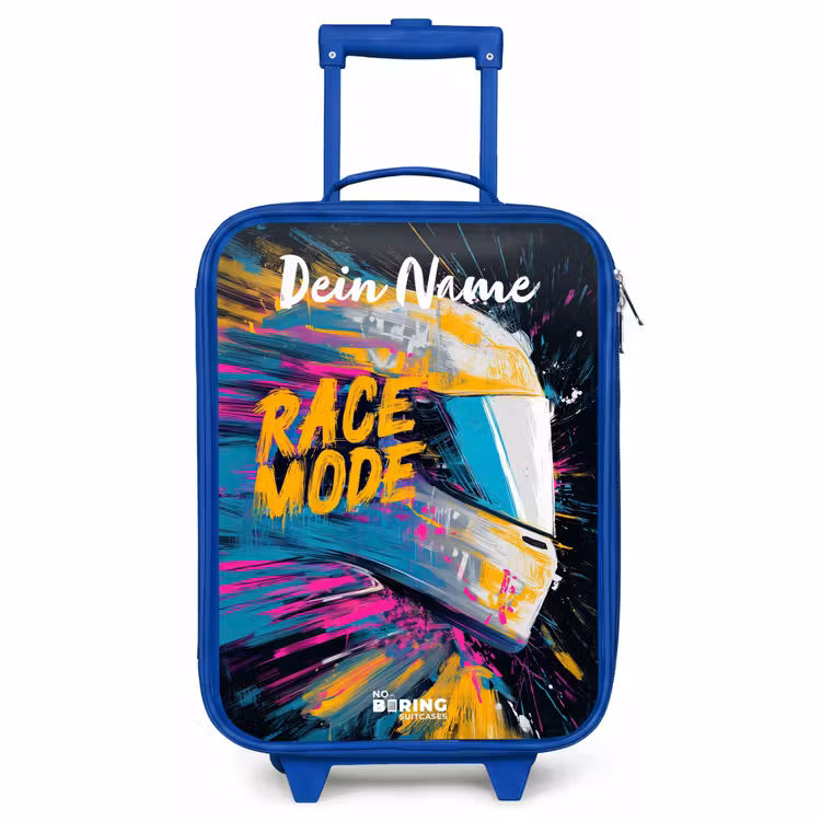 Kinderkoffer Blau mit Name - Rennhelm - Abstrakt - Farbe - Bunt — 1