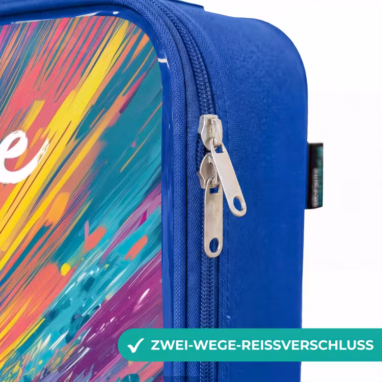 Kinderkoffer Blau mit Name - Rennwagen - Abstrakt - Streifen - Blau — 5