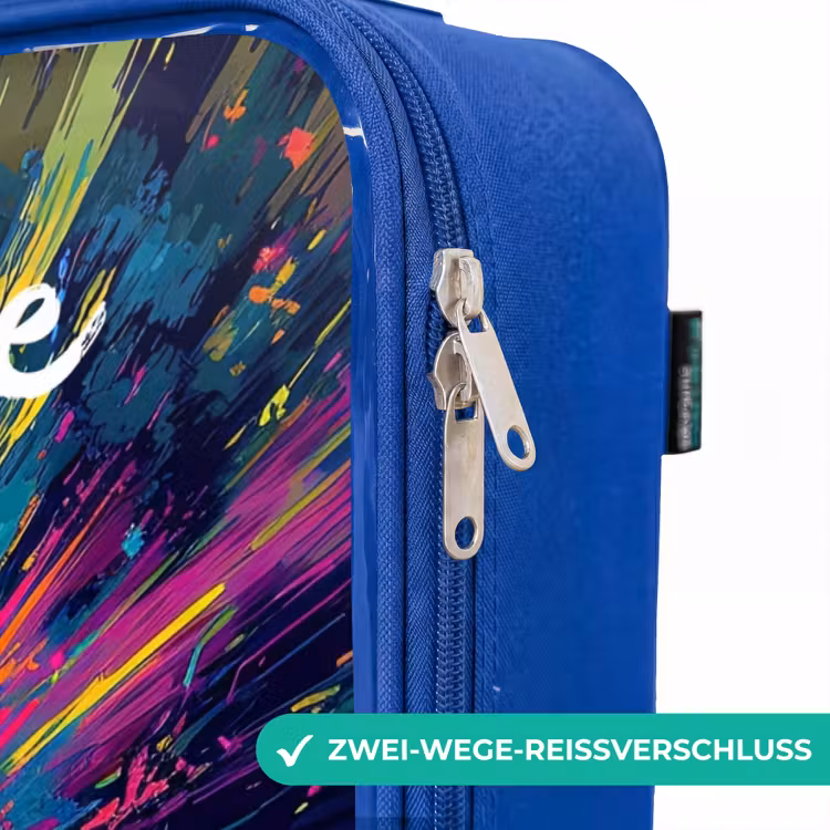 Kinderkoffer Blau mit Name - Sportwagen - Grün - Lackstreifen - Farben — 5