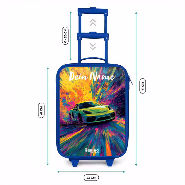 Kinderkoffer Blau mit Name - Sportwagen - Grün - Lackstreifen - Farben — 7