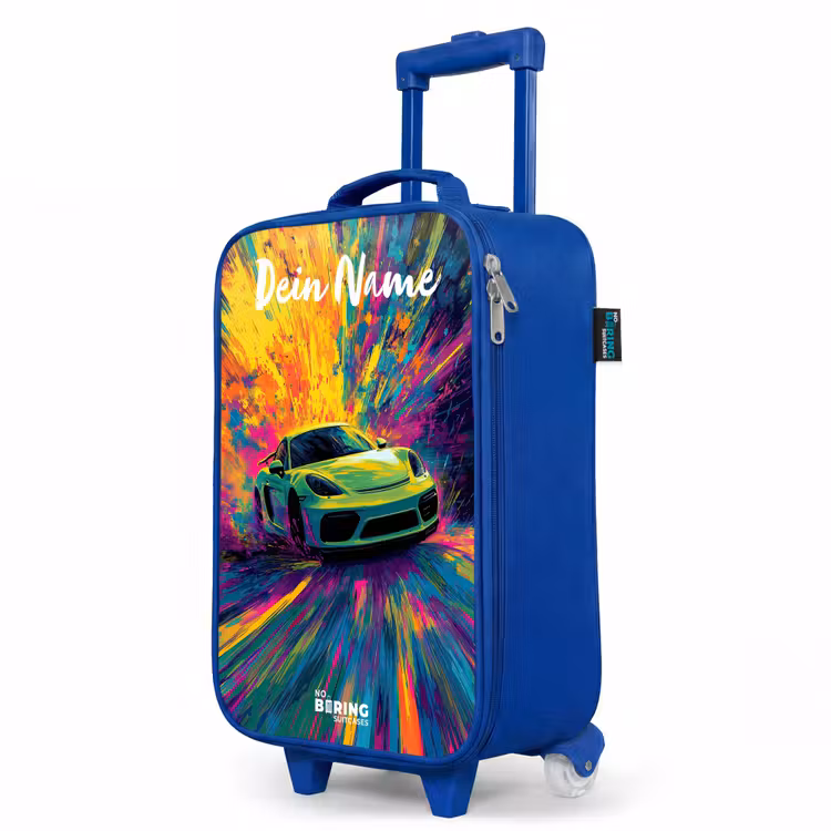 Kinderkoffer Blau mit Name - Sportwagen - Grün - Lackstreifen - Farben — 8