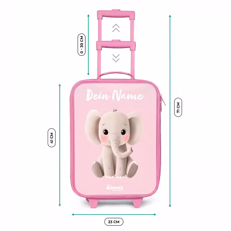 Kinderkoffer Rosa mit Name - Elefant - Grau - Baby - Rüssel — 7
