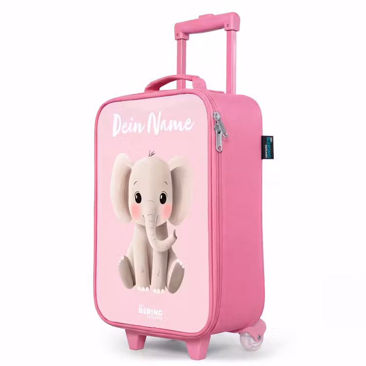Kinderkoffer Rosa mit Name - Elefant - Grau - Baby - Rüssel — 8