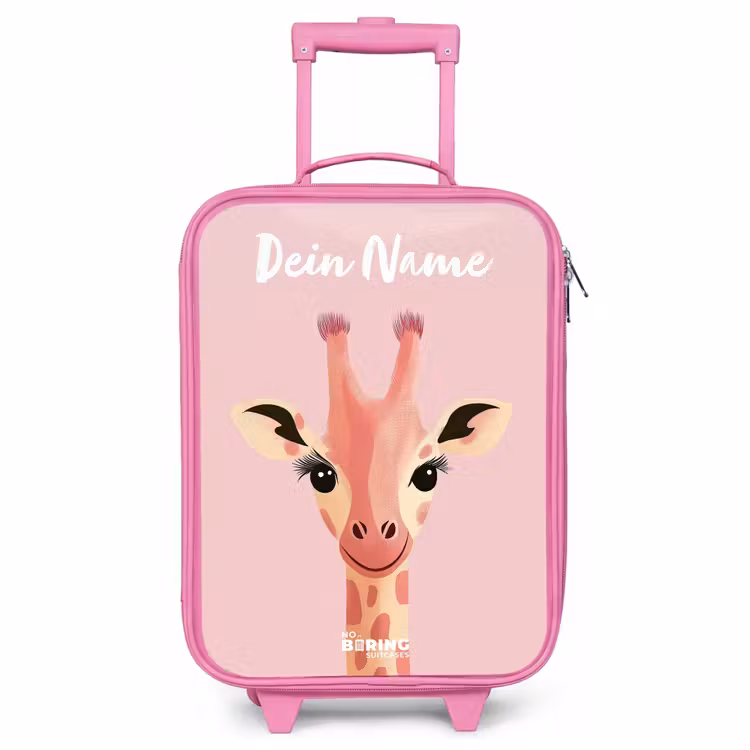 Kinderkoffer Rosa mit Name - Giraffe - Wimpern - Minimalistisch - Rosa — 1
