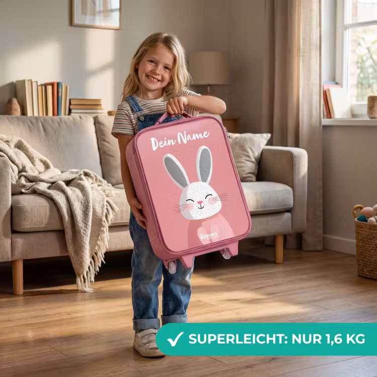 Kinderkoffer Rosa mit Name - Kaninchen - Erröten - Punkte - Rosa — 3