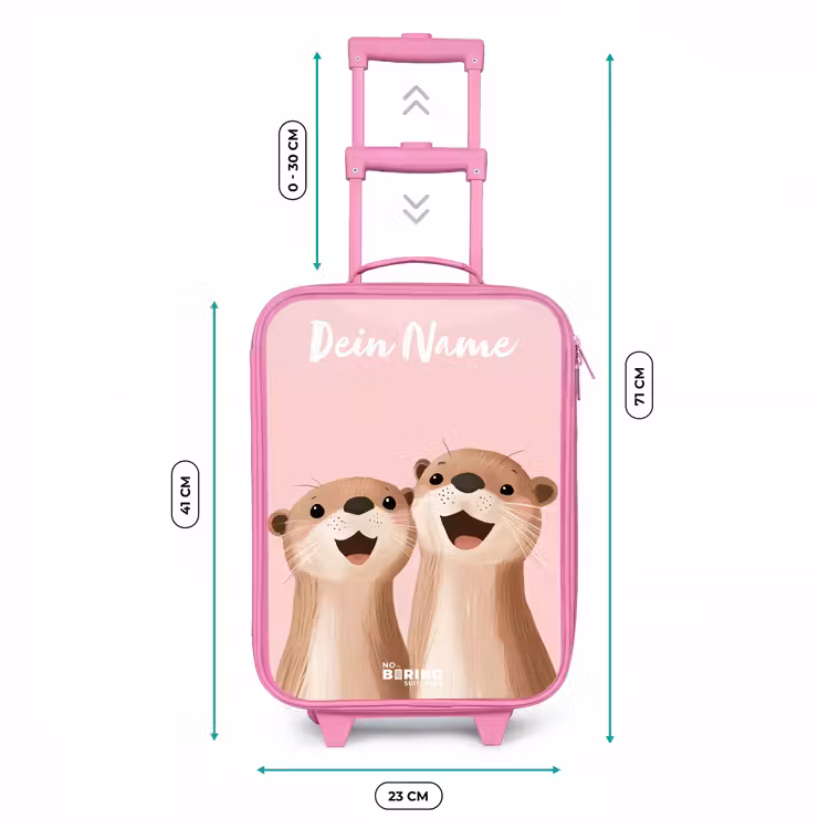 Kinderkoffer Rosa mit Name - Lächeln - Otter - Rosa - Illustration — 7