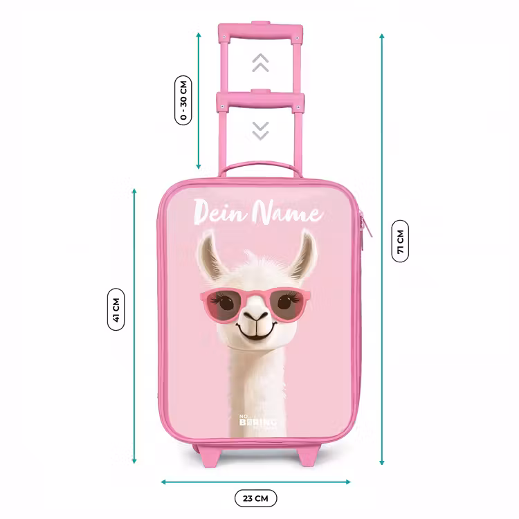 Kinderkoffer Rosa mit Name - Lama - Weiß - Sonnenbrille - Wimpern — 7