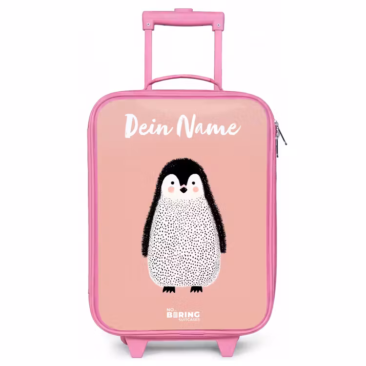 Kinderkoffer Rosa mit Name - Pinguin - Punkte - Rosa - Minimalistisch — 1