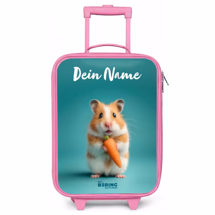 Kinderkoffer Rosa mit Name - Hamster - Karotte - Tier — 1
