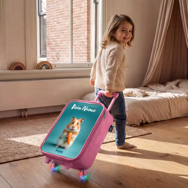 Kinderkoffer Rosa mit Name - Hamster - Karotte - Tier — 2