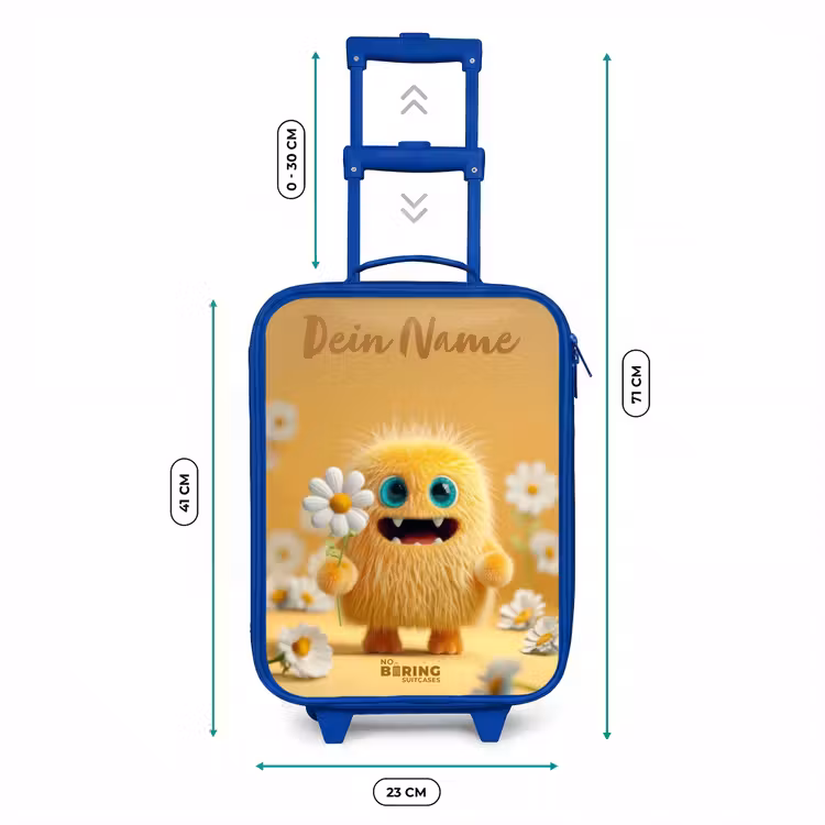 Kinderkoffer Blau mit Name - Monster - Kreatur - Blume - Gelb — 7