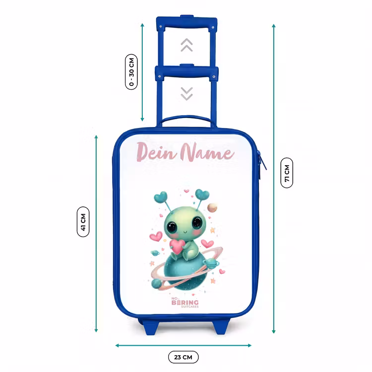Kinderkoffer Blau mit Name - Süßer kleiner Außerirdischer mit Herz — 7