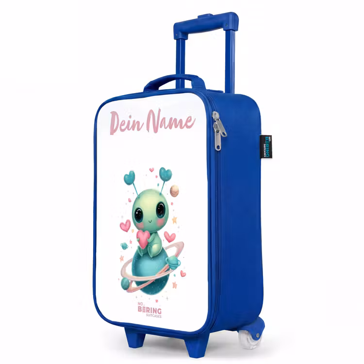 Kinderkoffer Blau mit Name - Süßer kleiner Außerirdischer mit Herz — 8