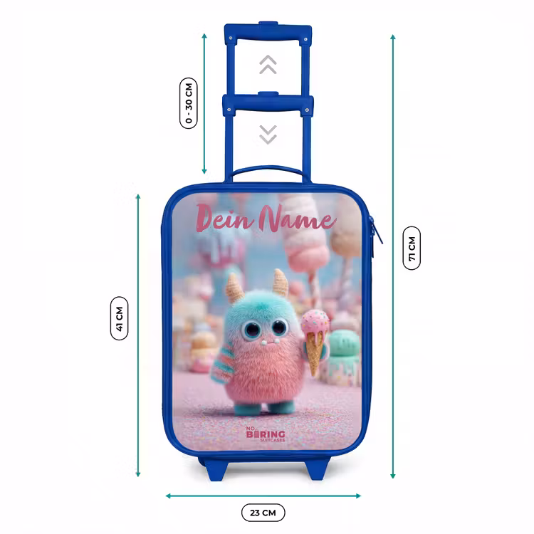 Kinderkoffer Blau mit Name - Süßes Monster Süßigkeiten Abenteuer — 7