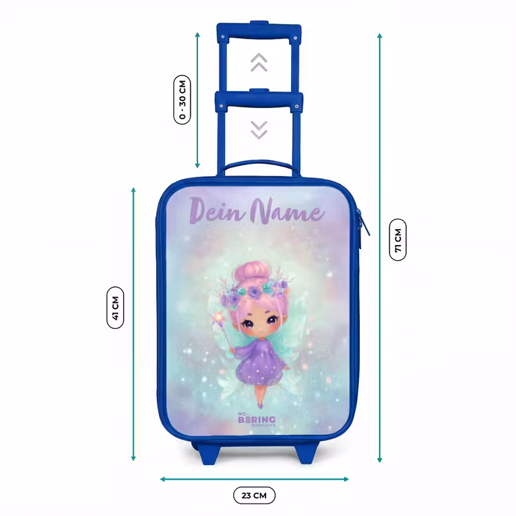 Kinderkoffer Blau mit Name - Blumenfee in pastellfarbenem Glanz — 7