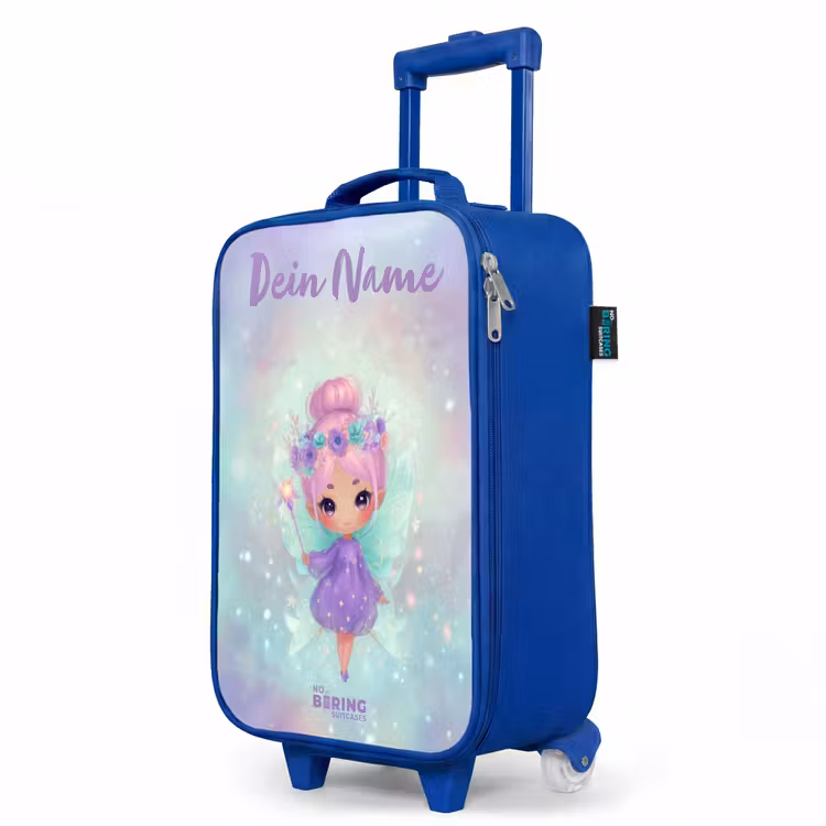 Kinderkoffer Blau mit Name - Blumenfee in pastellfarbenem Glanz — 8