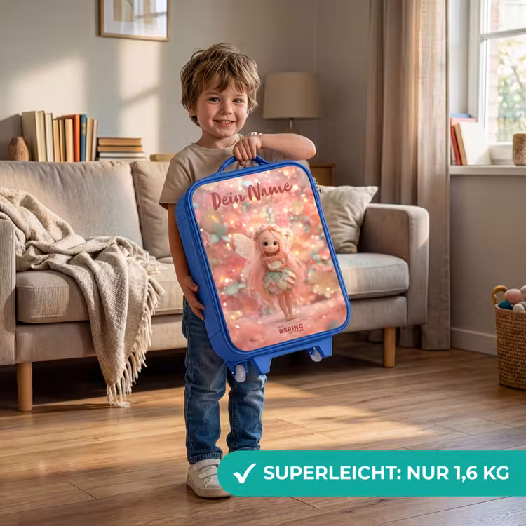 Kinderkoffer Blau mit Name - Blumenfee in rosa Märchenwelt — 3