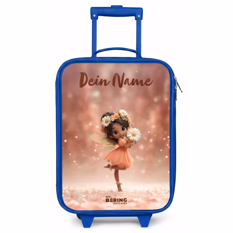 Kinderkoffer Blau mit Name - Fee mit Gänseblümchen — 1