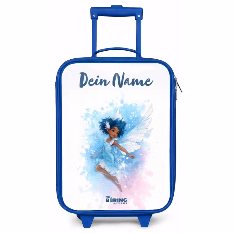 Kinderkoffer Blau mit Name - Fliegende Fee in Blautönen — 1