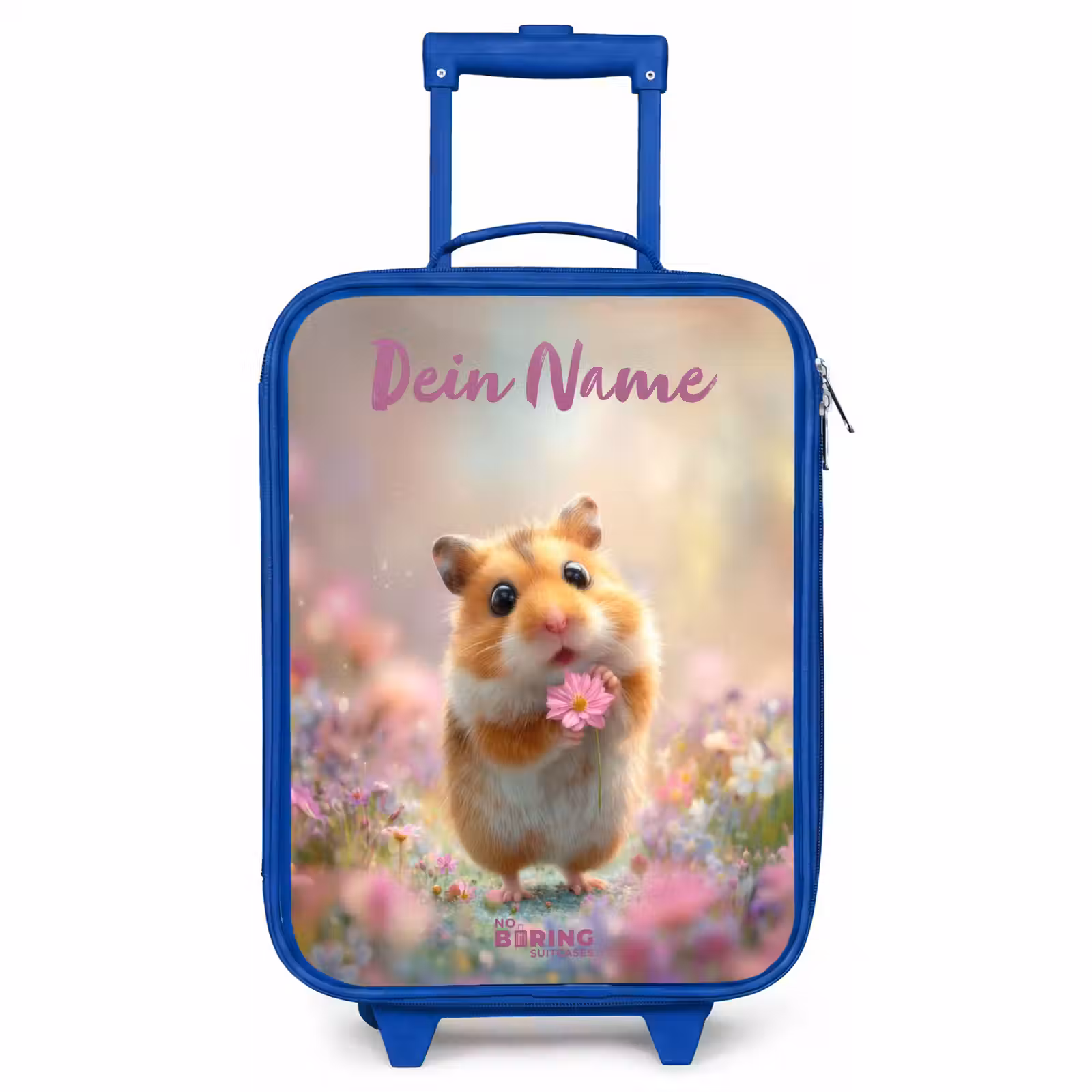Kinderkoffer Blau mit Name - Hamster - Blume - Natur - Tier — 1