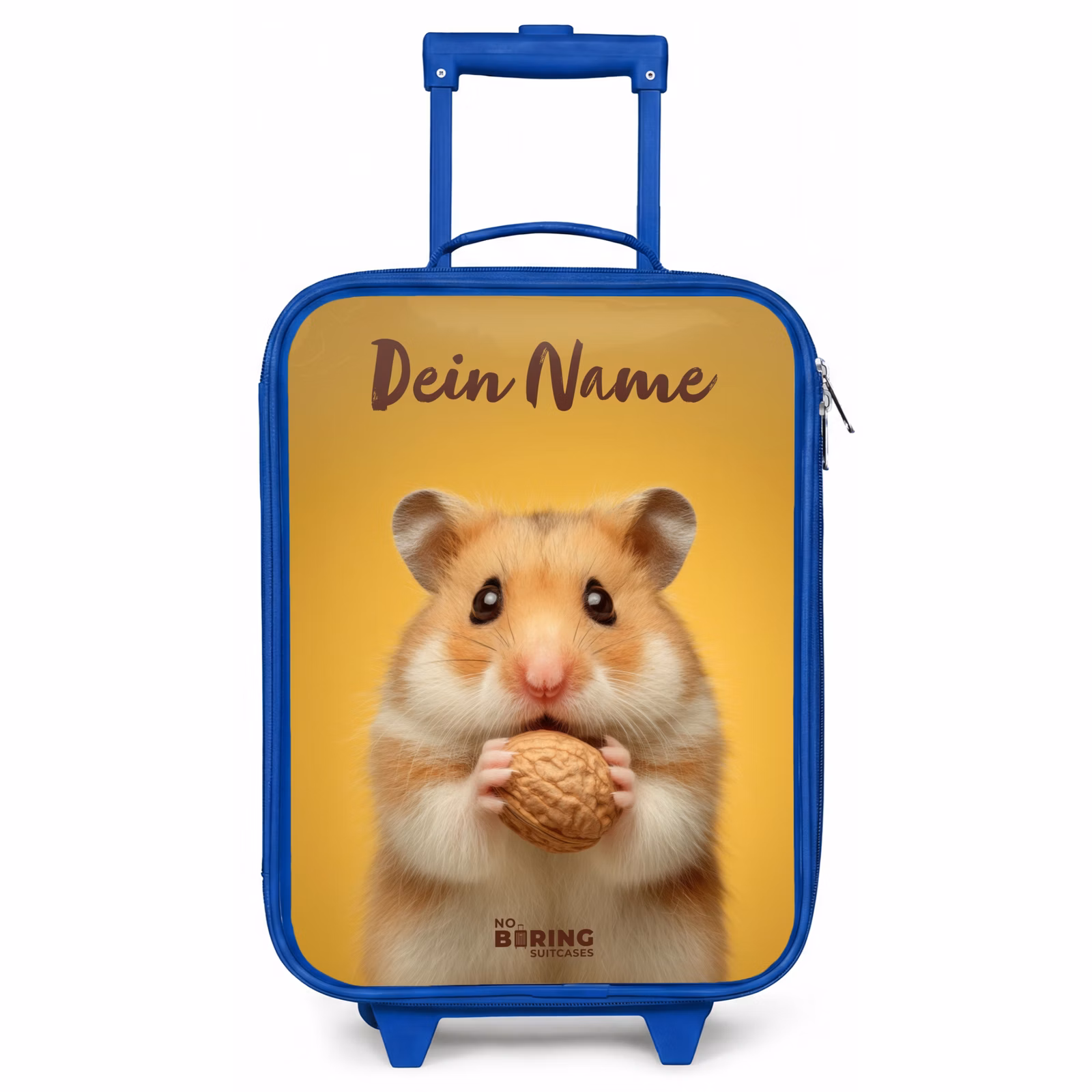 Kinderkoffer Blau mit Name - Hamster - Walnuss - Tier — 1