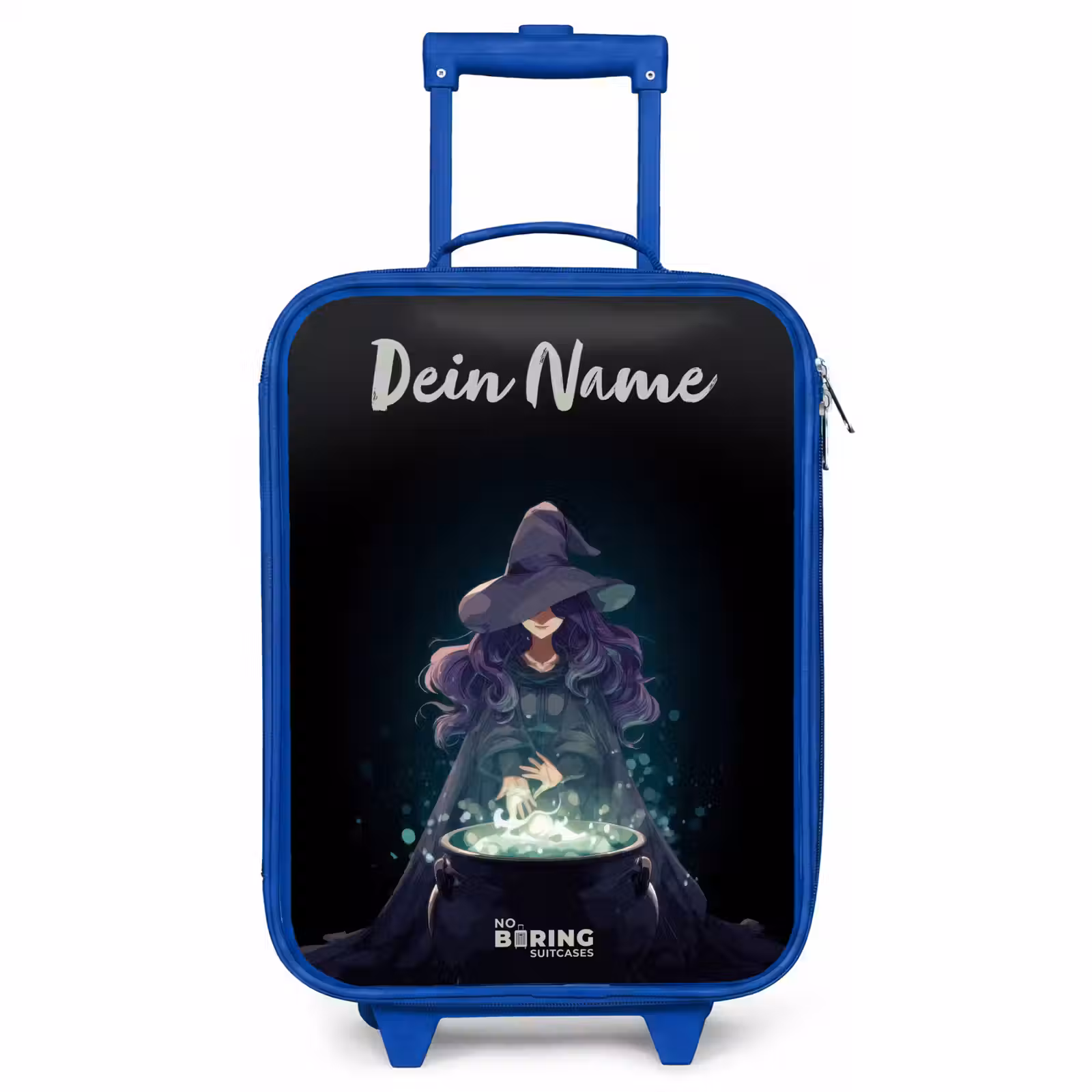 Kinderkoffer Blau mit Name - Hexe - Kessel - Magie — 1