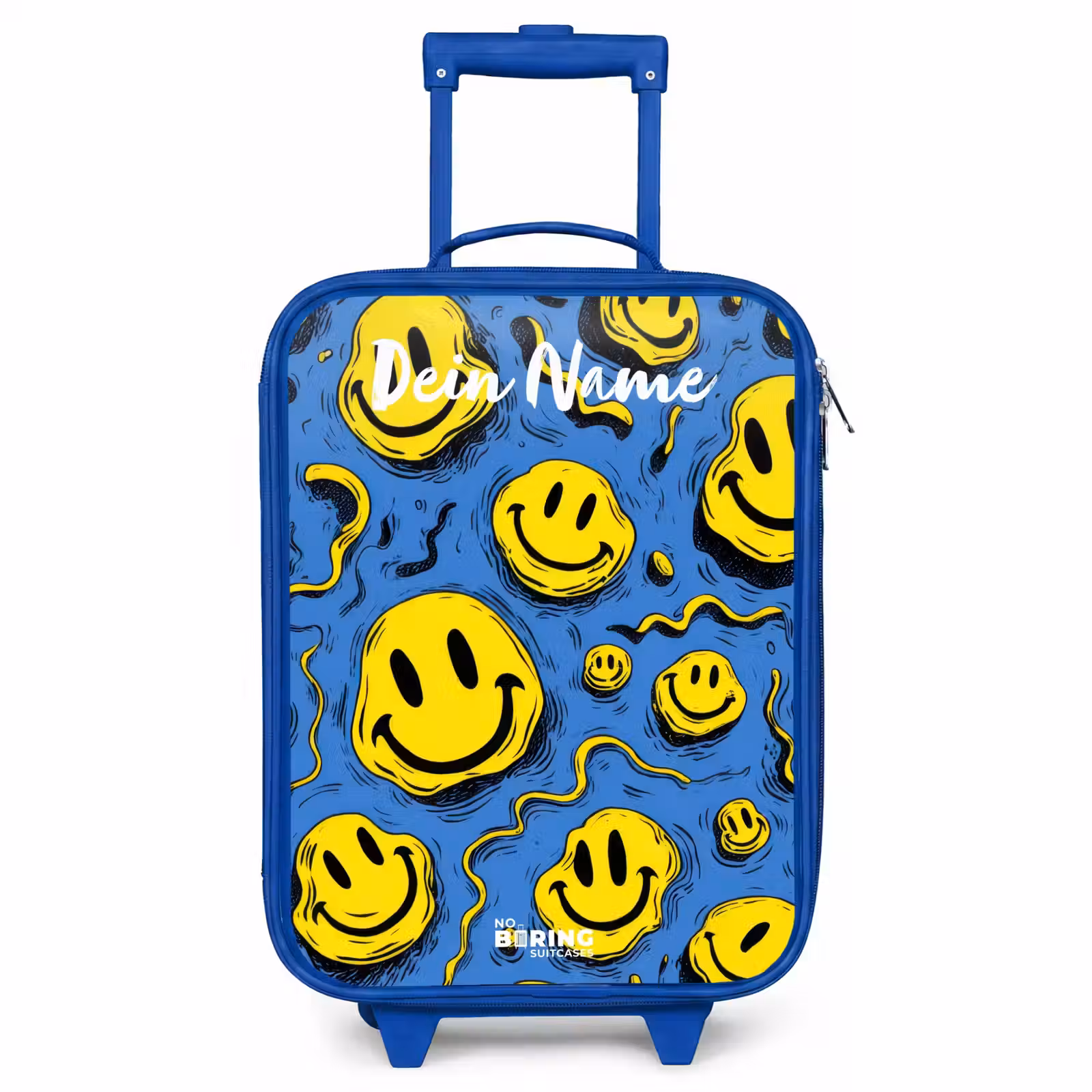 Kinderkoffer Blau mit Name - Smiley - Blau - Gelb — 1