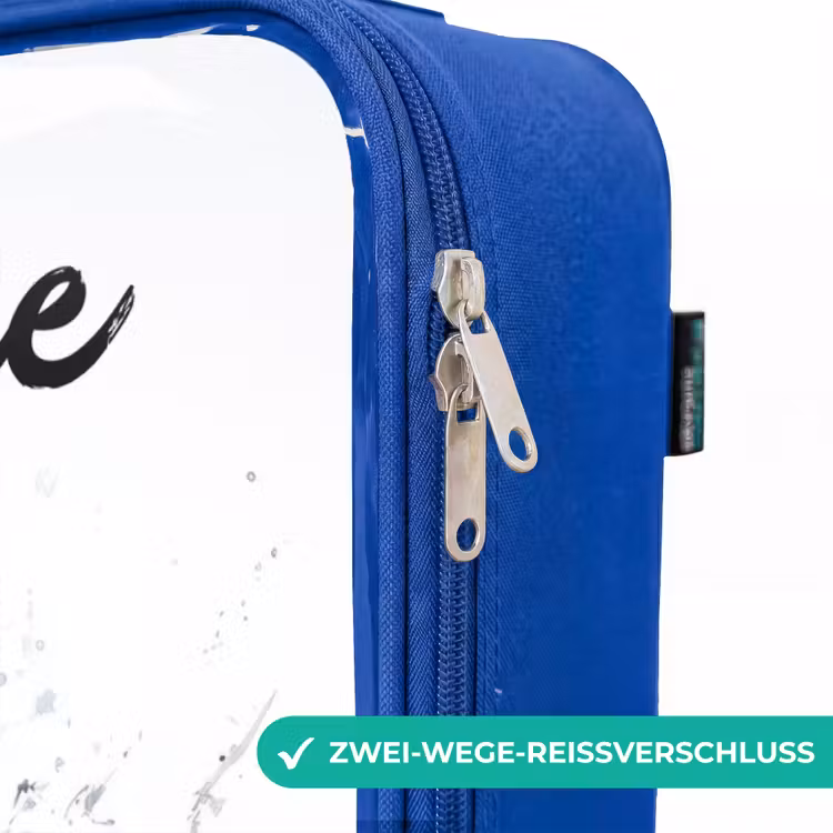 Kinderkoffer Blau mit Name - Angreifender Hai in Aquarell — 5