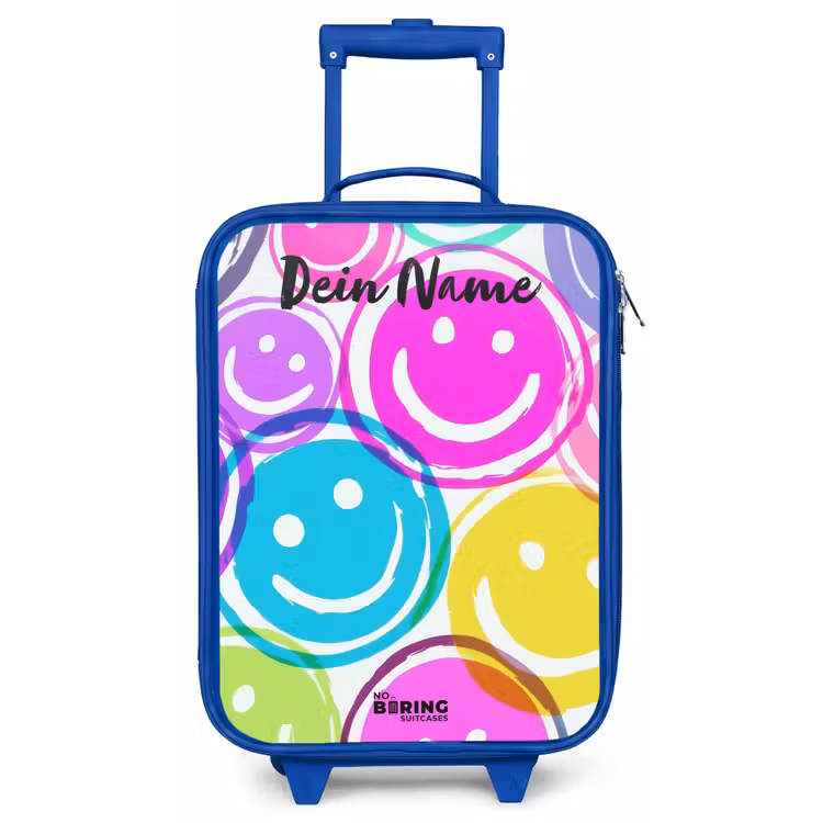 Kinderkoffer Blau mit Name - Bunte Lächel-Explosion — 1