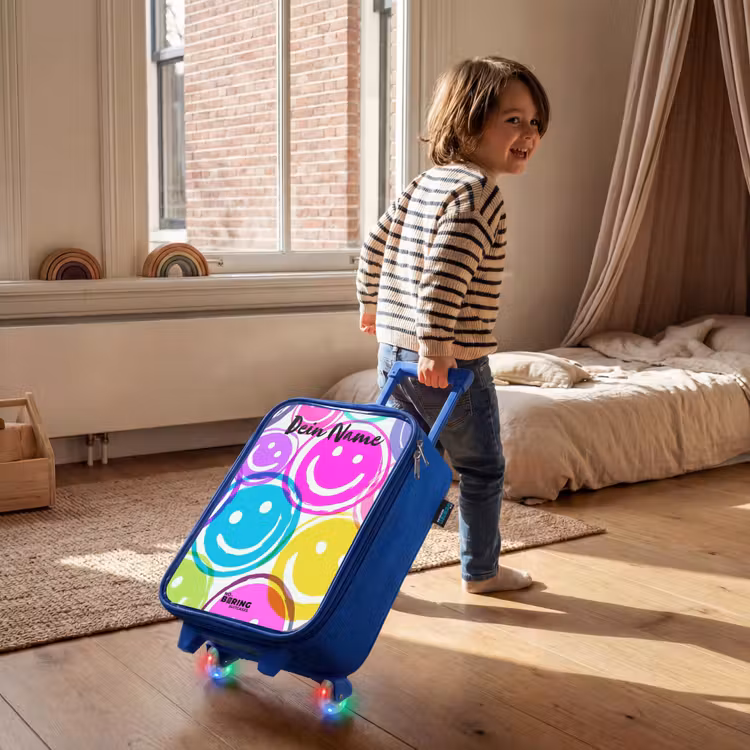 Kinderkoffer Blau mit Name - Bunte Lächel-Explosion — 2