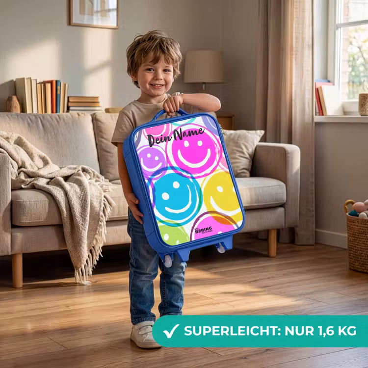 Kinderkoffer Blau mit Name - Bunte Lächel-Explosion — 3