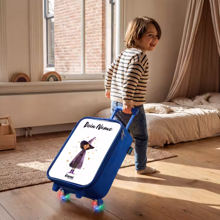 Kinderkoffer Blau mit Name - Der violette Umhang des Zauberers — 2