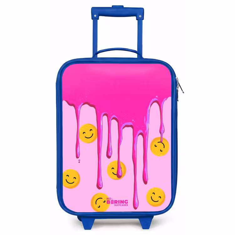 Kinderkoffer Blau mit Name - Farbe - Smiley - Rosa — 1