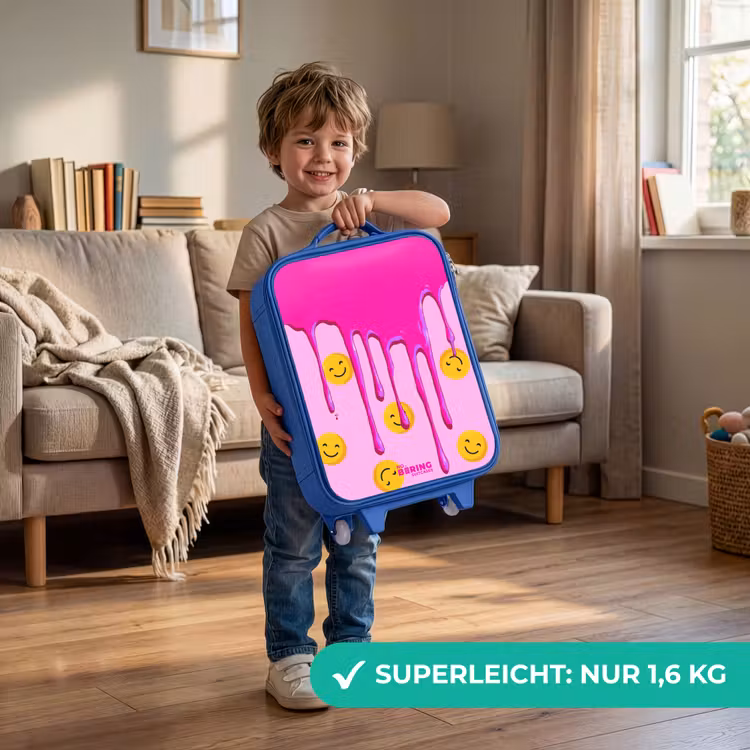 Kinderkoffer Blau mit Name - Farbe - Smiley - Rosa — 3