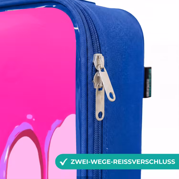 Kinderkoffer Blau mit Name - Farbe - Smiley - Rosa — 5