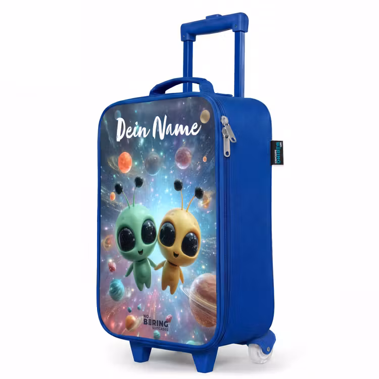 Kinderkoffer Blau mit Name - Fröhliche außerirdische Freunde — 8
