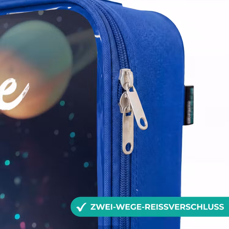 Kinderkoffer Blau mit Name - Fröhlicher kleiner Außerirdischer — 5